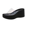 Wedge Heel Transparent Slippers Women's 2025 New Thick-soled Muffin Cool Slippers Women's Summer Wear Fashion Internet Celebrity High Heels