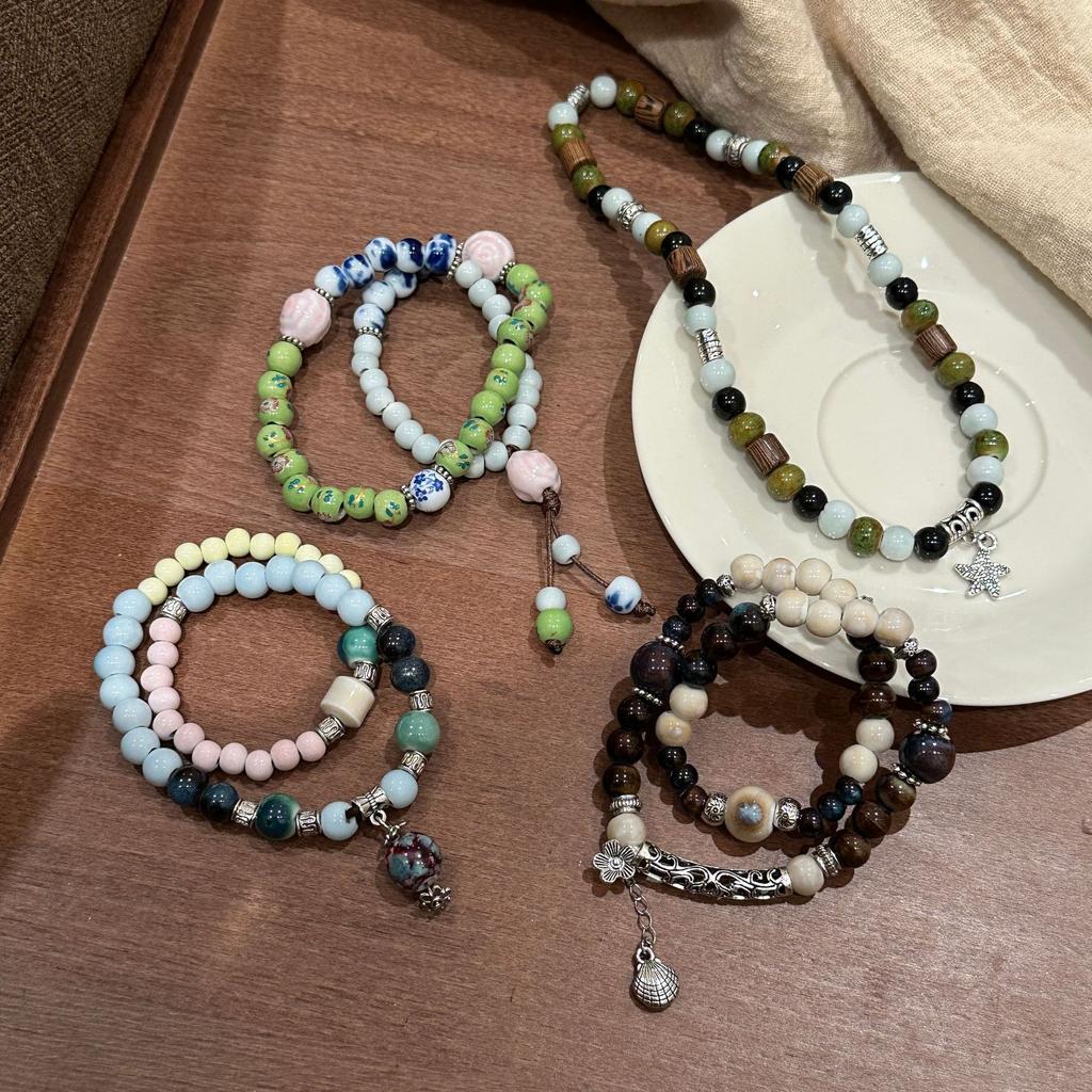 Ceramic Bracelet Chinese Retro Beaded Bracelet Boho Style Fashion Accessories