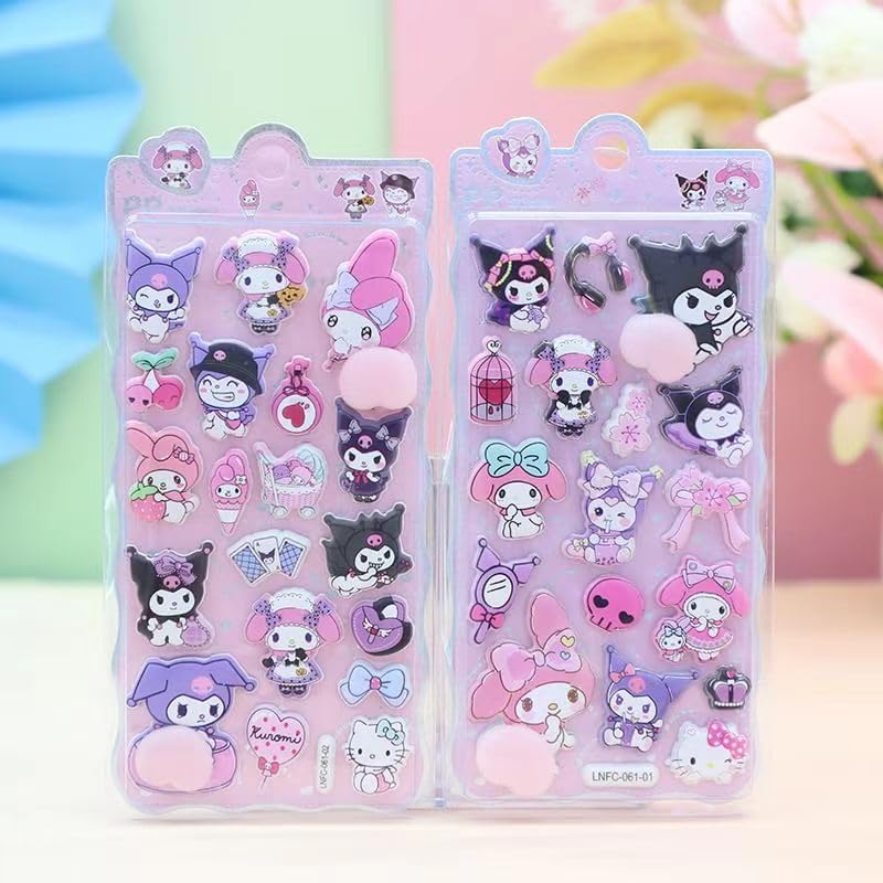 

Loong Puni Puni Butt Sticker 3D Marshmallow Fluffy Soft Mochi Puffed Character Notebook Decoration 2 Sets