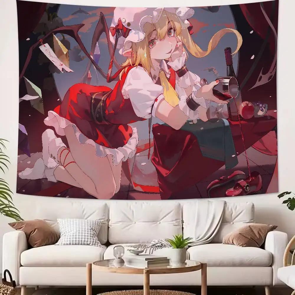 Kawaii Anime Girl Touhou Printed Tapestry Wall Hanging Cute Cartoon Style Fantasy Background Home Decoration