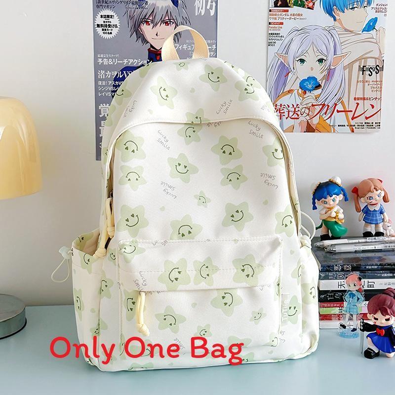 Star Printed Cute Girl Backpack For School And Daily Use Made Of Nylon