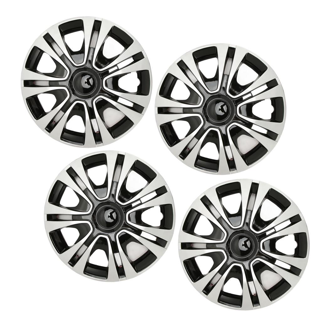 4Pcs Hub Cap Black Silver Easy Installation Protective Wheel Hub Cap Cover for Cars Trucks Vans 13 Inches Steel Wheel