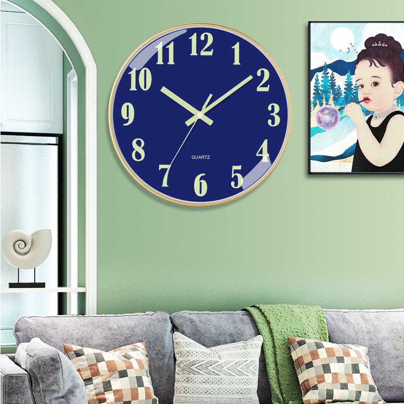 12 Inch 30cm Luminous Plastic Silent Wall Clock Creative Bedroom Living Room Simple Luminous Quartz Clock