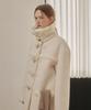 Ava Molli Fancy Wool-Blend Shearling Mustang Coat (Ivory)