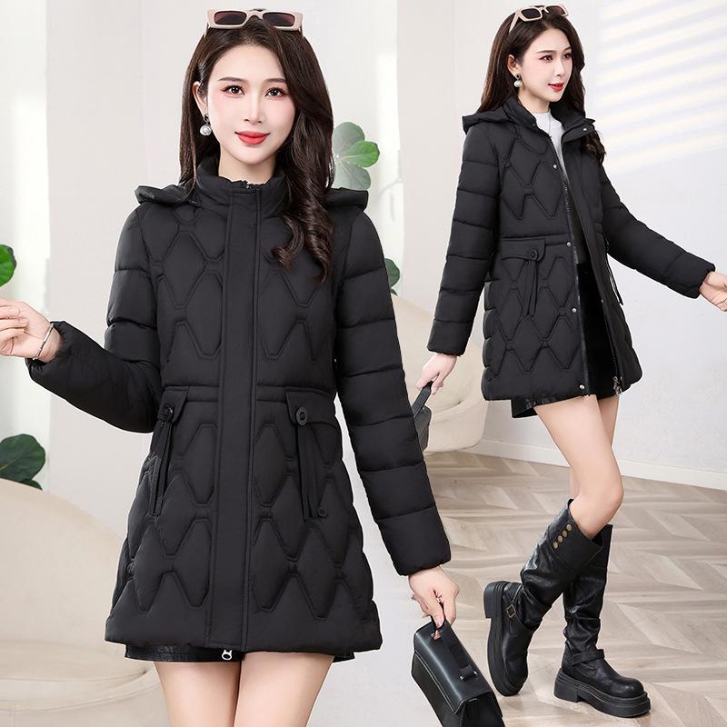 Women's Mid-Length Hooded Down Jacket - 2025 Autumn/Winter Slim Fit