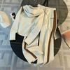 Casual Sports Suit Women's Autumn and Western Style Was Thin, Contrast Color Hooded Sweater, Wide-leg Pants, Two-piece Suit