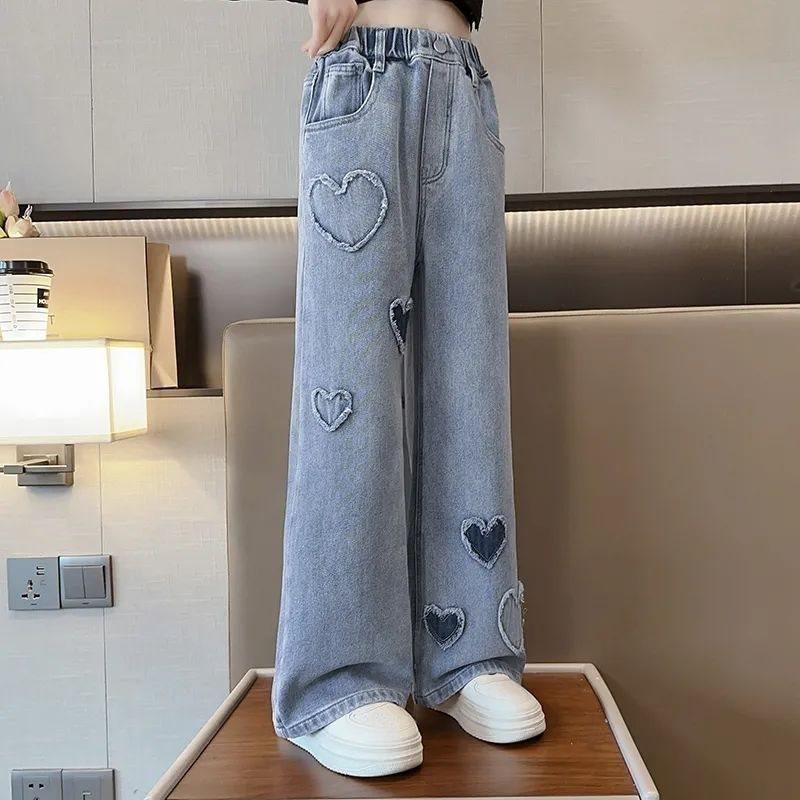 Girls' Wide-Leg Jeans - Elastic, Trendy Korean Style for Spring & Autumn