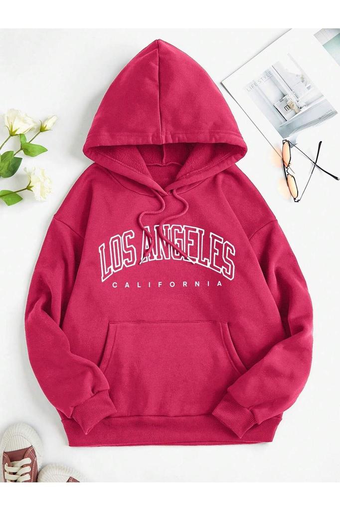 Women's Style Big Size Sweatshirt Unisex Los Angeles Hooded Sweatshirt
