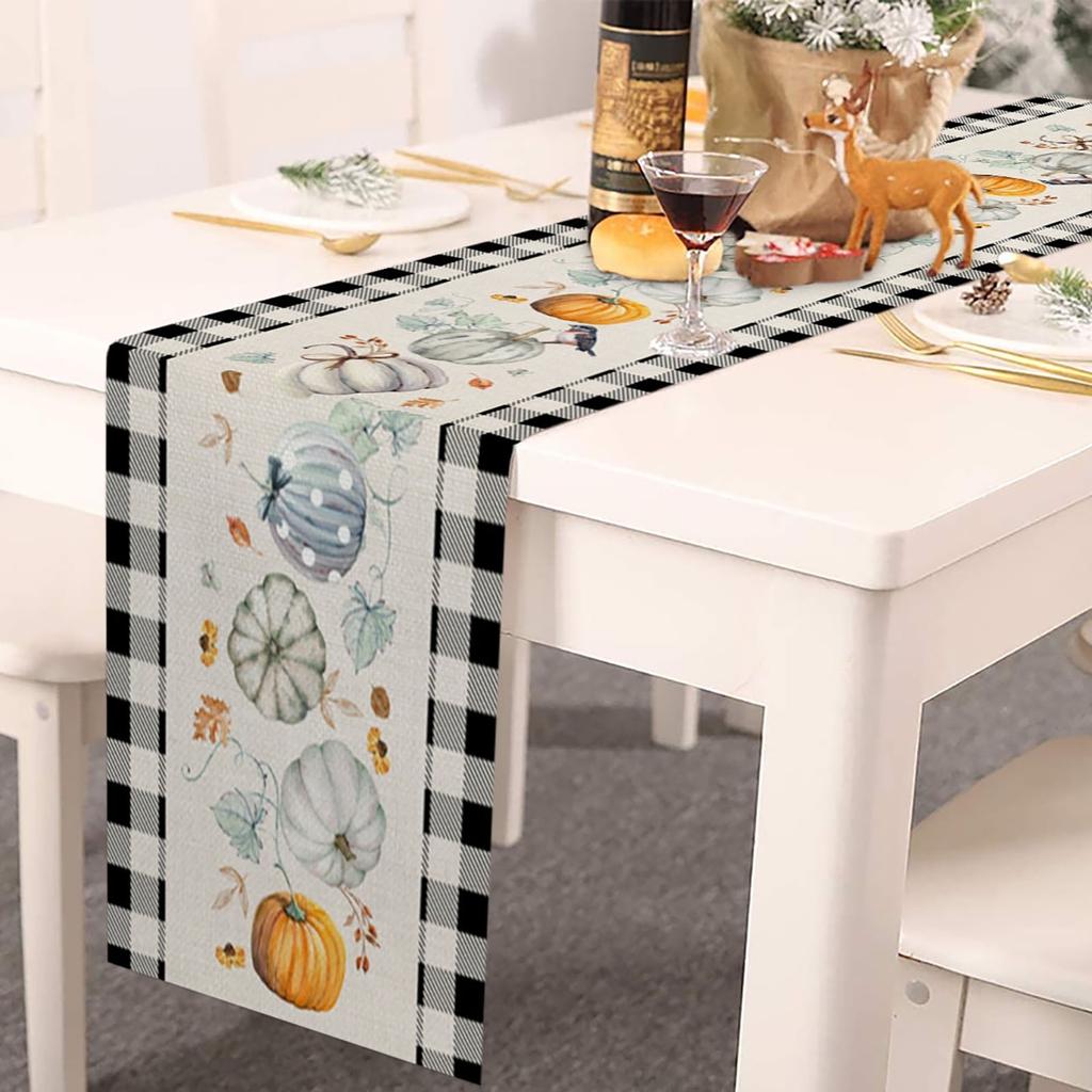 Christmas Table Runner, Snowman / Trees Table Runner, Seasonal Winter Xmas Holiday Kitchen Dining Table Decoration 13 X 72 Inch