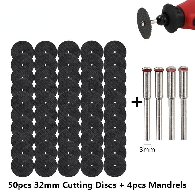 54pcs Abrasive Cutting Disc 32mm With Mandrels Grinding Wheels For Accesories Metal Cutting Rotary Tool Saw Blade