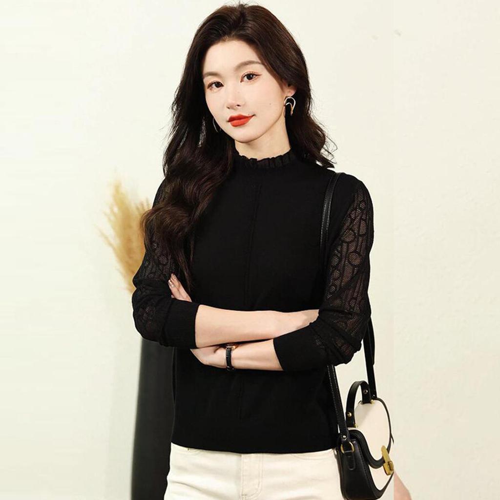 Genuine Brand Women's Autumn/Winter Wool Knit Top - Slim, Skin-Friendly, Versatile, Hollowed Design