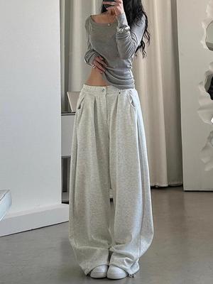 Frauen Lose Amerikanischen Vintage Jogginghose Solide Wid Bein Oversize Hose Hip Hop Streetwear Herbst Frühling Hosen Casual Y2K