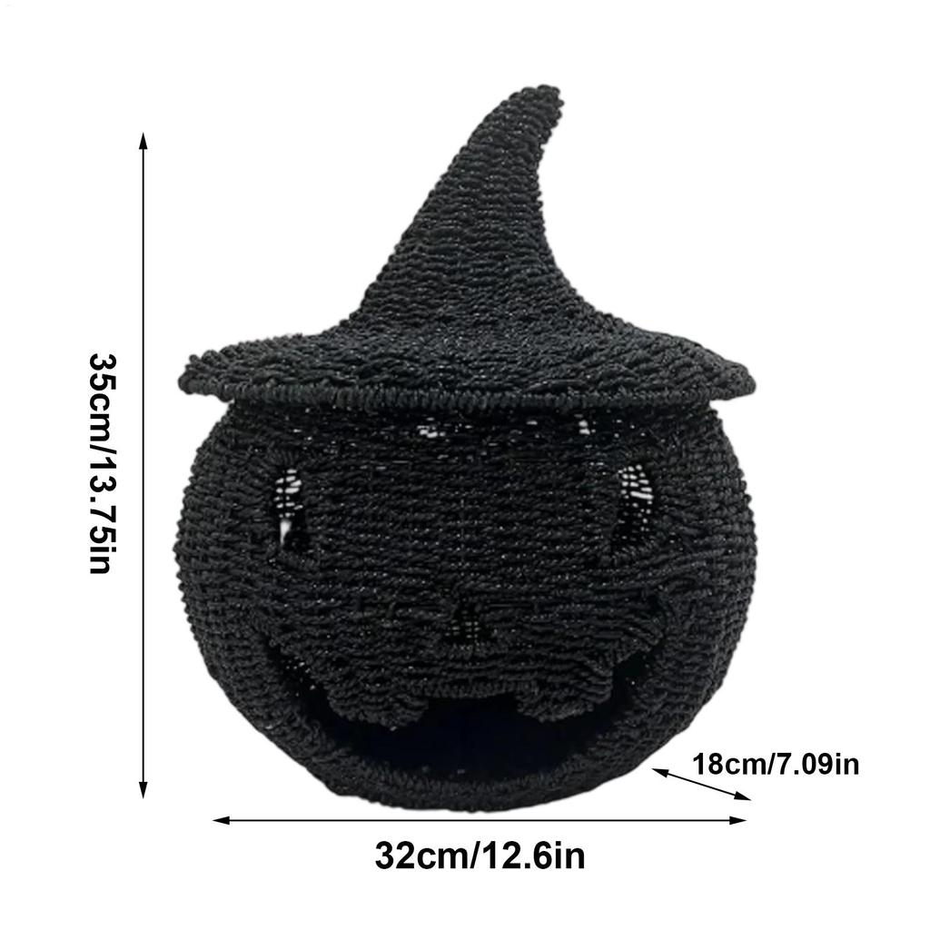 Halloween Pumpkins Farmhouse Table Ornament Hand-woven Rattan Pumpkin Statue Decorative Festive Crochet Party Arrangement Props