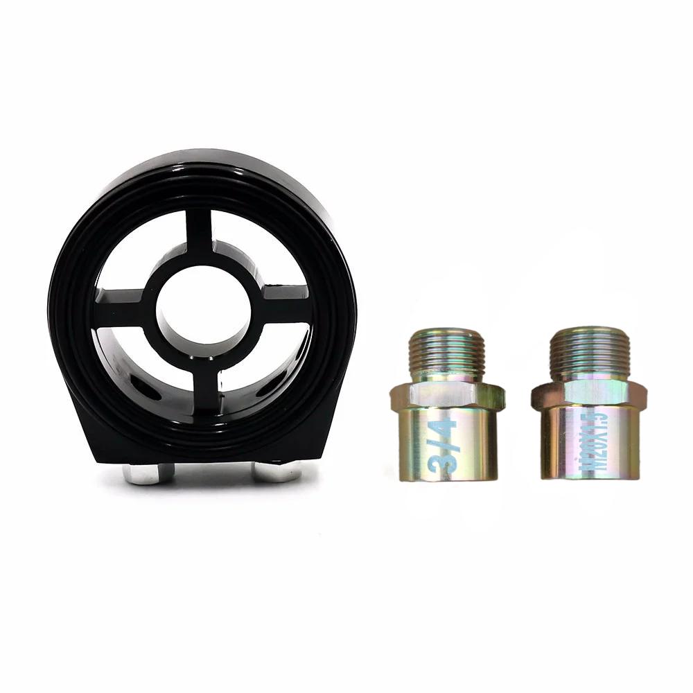 

Universal Oil Filter Cooler Sandwich Plate Adapter 1/8 NPT Oil Press Temp Sensor Adapter With Connectors M20*1.5 3/4 NPT чорний