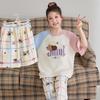 Girls Cotton Pajama Set Short Sleeve Long Pants Cartoon Print Sleepwear Kids Home Wear