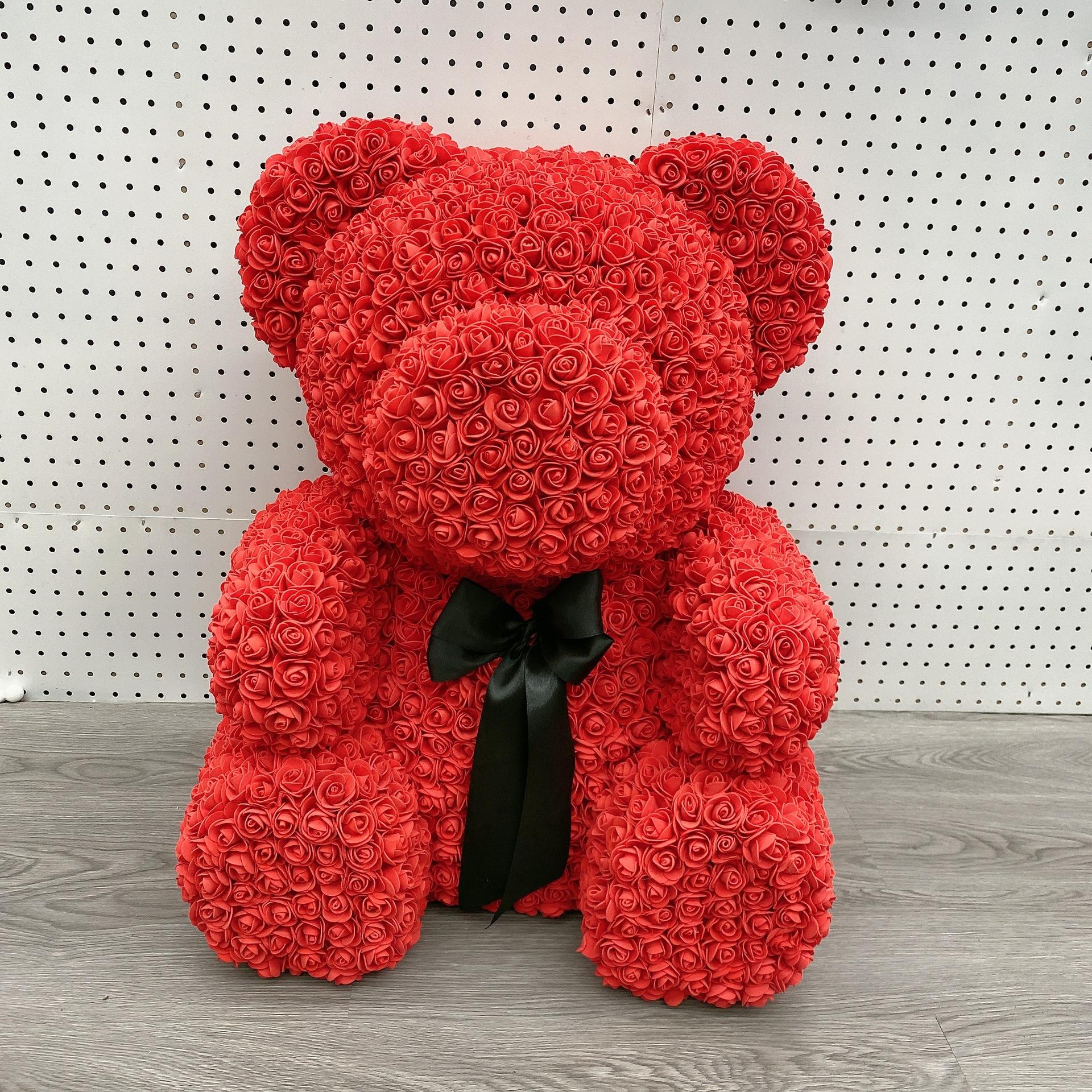 Роза Медведь Вечный Цветочный Медведь PE Пузырь Цветочный Медведь Бокс Холдинг Медвежьей Сети Красная Роза 25CM