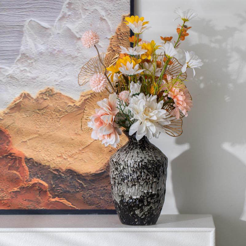 Retro Chinese Ceramic Vase: Elegant Flower Insert for Living Room, Dining Table, Hotel, and B&B Decor