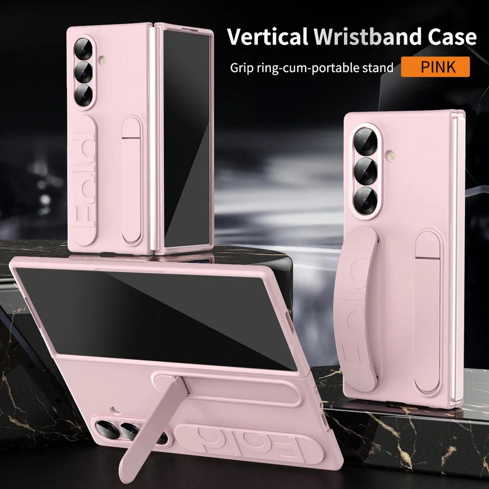 Lyxigt handledsband Bärbar stativhållare Multifunktionellt phone case för Samsung Z Fold 7 6 5 4 3 Stötsäkert Skyddande baksidesskydd