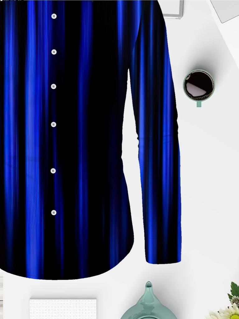 Blue And Black Striped Style: a Men'S Minimalist Shirt Featuring Interwoven Blue And Black Stripes, Classic Yet Stylish, with Easy Lines That Create a