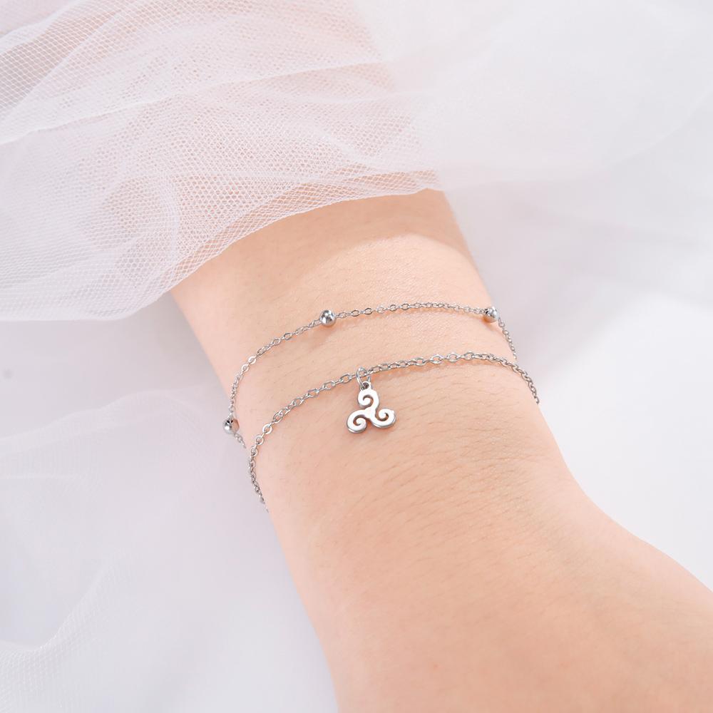 Dawapara Náramek s přívěskem Triskel Trojitá spirála Symbol Triskelion Keltové Amulet Nerezová ocel Dámské šperky