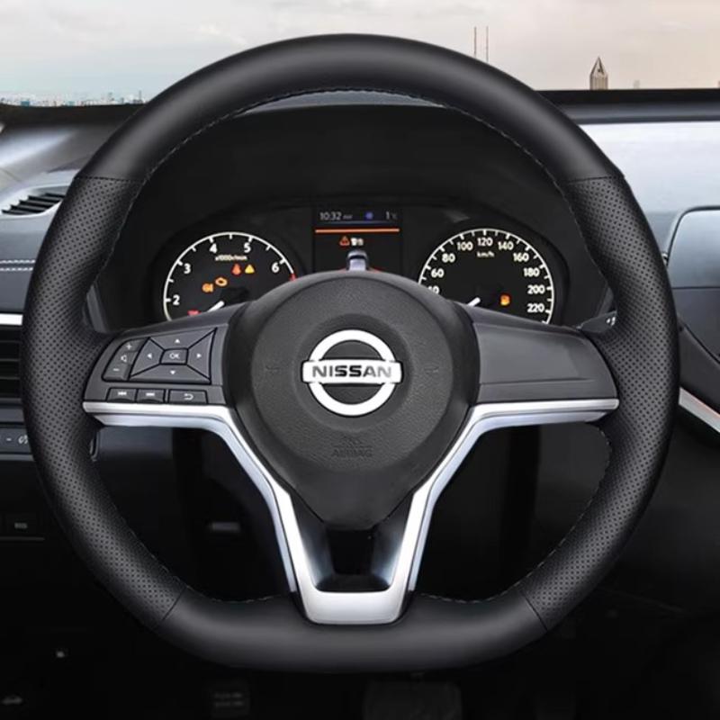 

Ручна прошивка, нековзка, чорна, замша з вуглецевого волокна, чохол на кермо автомобіля Для Nissan X-Trail Qashqai Rogue (Спорт) 2017- 4