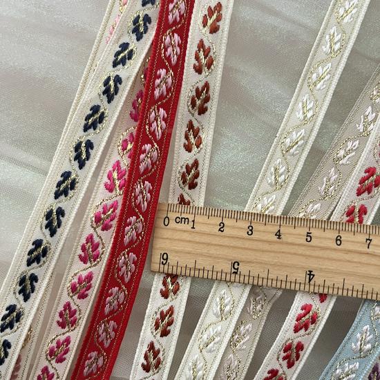 1.3cm Ethnic Floral Jacquard Ribbon for Hat/Clothing Decor, Home Textile Embroidery, DIY Accessories