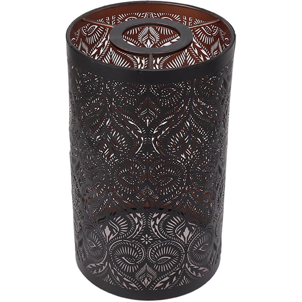 Metal Lamp Shade, E27 E26 Wrought Iron Lamp Shade Black Hollow Carved Modern Lampshade for Table Lamp Bedroom Bedside Decor, 7.9 X 4.7in