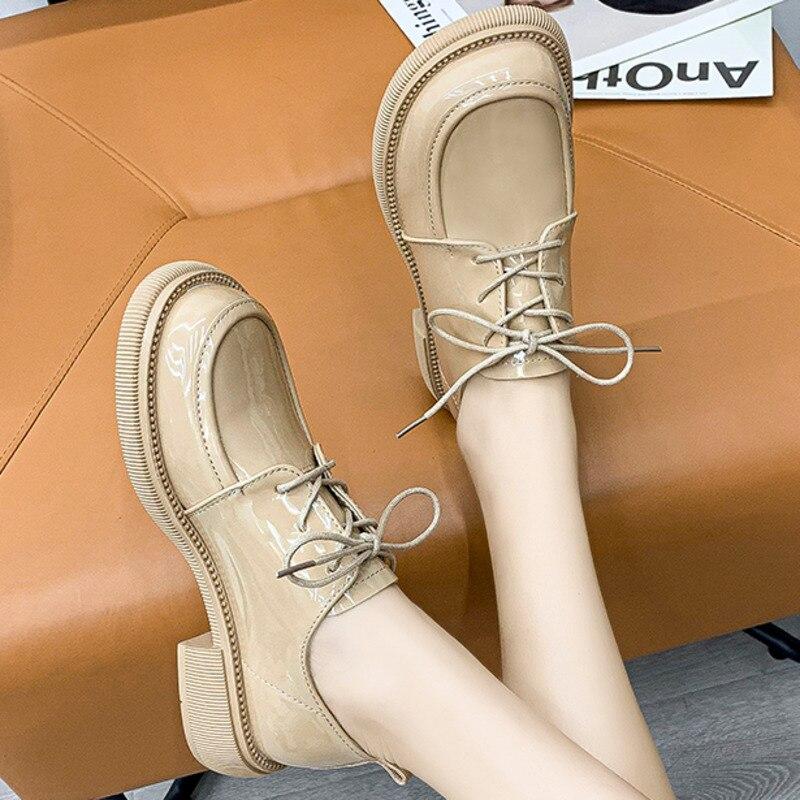 New  Black Punk Platform Women Loafers Round Toe Chunky Heel Vintage Shoes Women Slip On High Heel Women Pumps