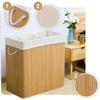 Three-compartment bamboo laundry basket, beige, 100 l