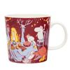 Kubek Moomin Arabia Festive Moment czerwony fioletowy żółty szary biały impreza domowa pojemność 280ml.