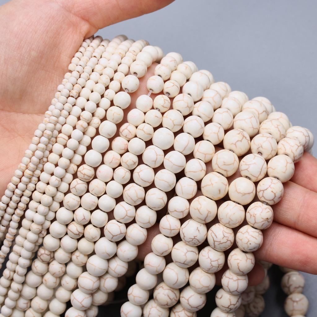 White Turquoises Jewelry Making Accessories Necklace For DIY Natural Stone Bracelet Earrings Loose Beads Round 3-10mm About 20/30/40/50Pcs