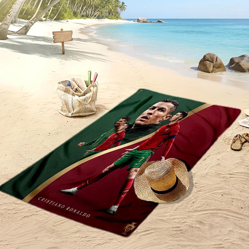 Asciugamano da Spiaggia con Stampa di Cristiano Ronaldo Asciugatura Rapida Super Assorbente Morbido Asciugamano da Bagno per Nuoto Spiaggia Viaggio Souvenir per Fan Regalo