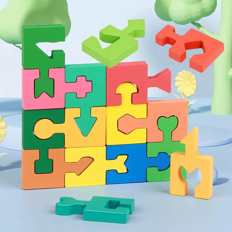 Montessori Geometric Shape Matching Blocks for Hand-Eye Coordination and Logical Thinking in Early Childhood Education.