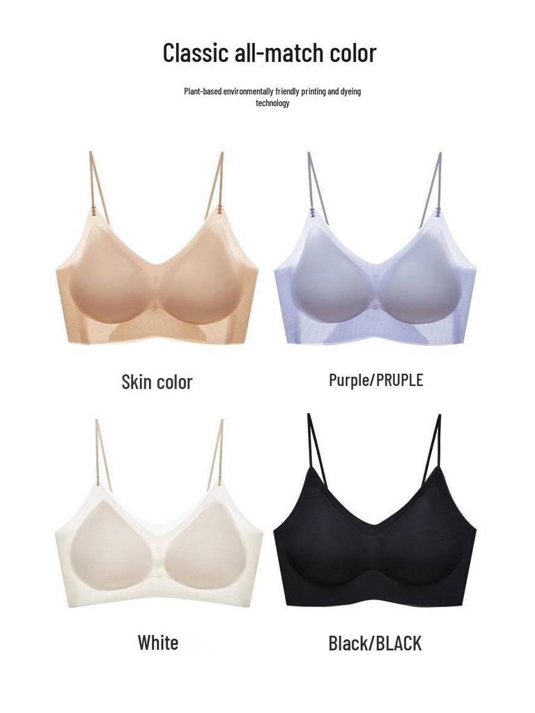 Women's Seamless Push-Up Strappy Bandeau Vest - Super Thin, Breathable Cooling Bra for Small Chests