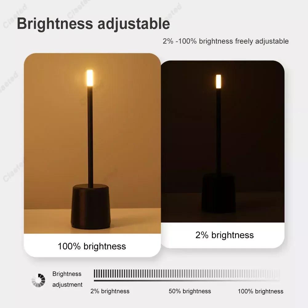 Aluminum Bedside Lamp Touch Control LED Table Lamp Stepless Dimming Battery Powered for Hotel Restaurant for Bars Living Room