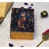 Handmade Vintage Cat Journal – Leather Notebook with Floral Cat Art & Aged Deckle Edge Pages – Witchy Grimoire Journal - Book of Shadows
