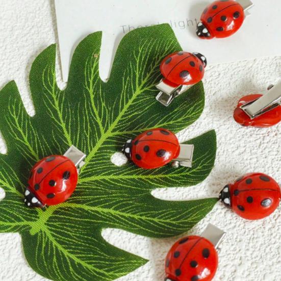 10Pcs Women Hair Clips Anti-slip Teeth Ladybug Decor Hairpins Bangs Buns Braids Multi-Purpose Styling Hair Pins