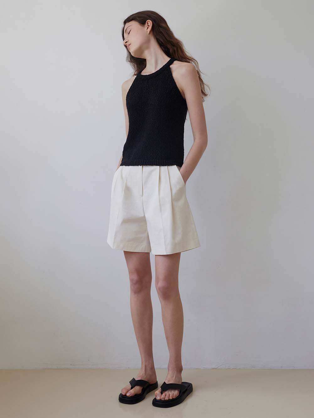 Annies Halter Linen Sleeveless (Black) Black