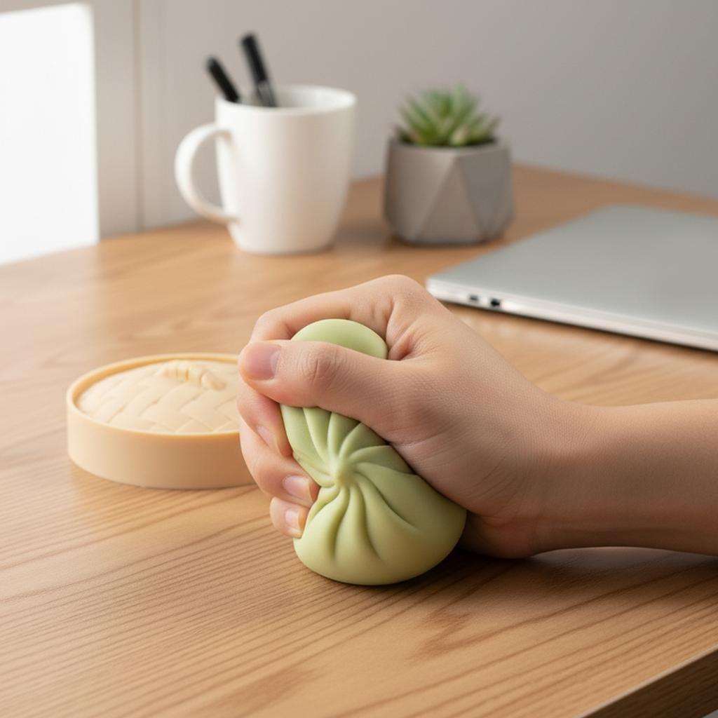 Colorful Bun Bao Squeeze Dough Ball Creative Fake Stress Balls with Food Steamer Stress Relief Sensory Hand Toy For Kids Gifts