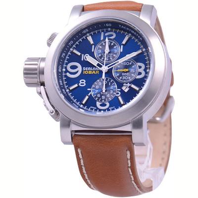SEALANE Men's SE44-LBL (10atm Waterproof Watch Sun Flame) Round Watch Brown Stainless