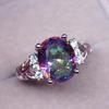 Zhenrong Rainbow Gemstone Ring: European & American Style, 7-Color Stone, 925 Silver-Plated Women's Jewelry