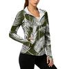 Women’s Zip Up Hooded Sun Jacket with Pockets Long Sleeve Lightweight Outerwear Tropical Print Design
