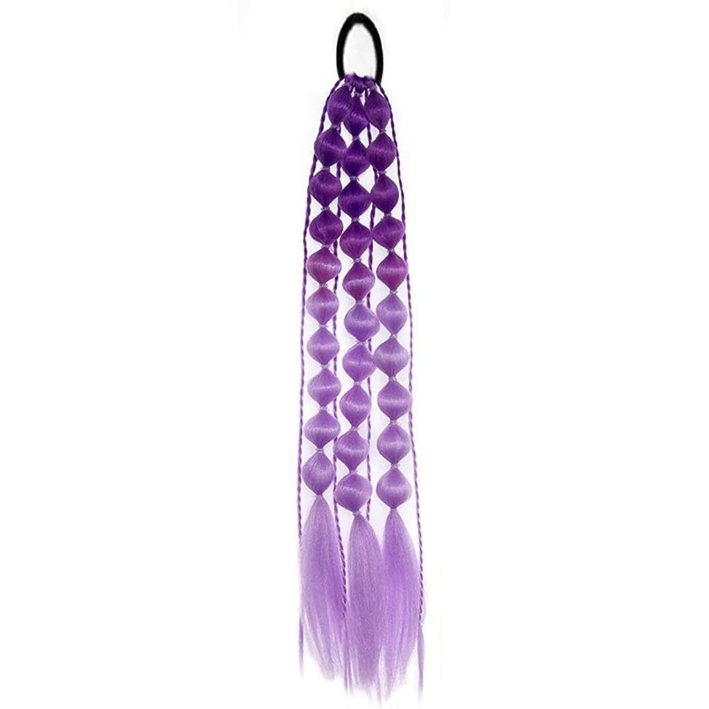 Synthetic 1Pcs Ponytail Extension Corlorful Bubble Braid Long Lantern Braided Ponytail with Hair Tie Straight Hairpieces