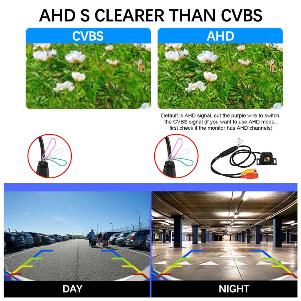 Car Rear View Camera Ahd 1080p HD Night Vision Reversing Camera 170 Degree Wide Angle Adjustable Ip67 Waterproof