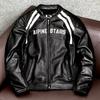 Men Genuine Leather Motorcycle Jacket Short Style with Armor Pockets Large Size Biker Outfit