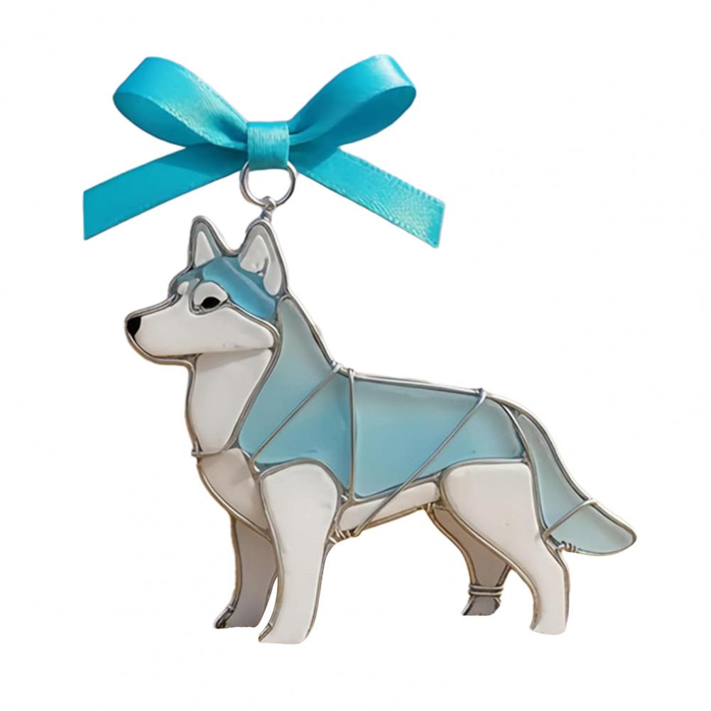 Dog Ornament Acrylic Dog Decoration Colorful Acrylic Dog Suncatcher Ornament Stained Glass Breed Hanging Decor for Lovers