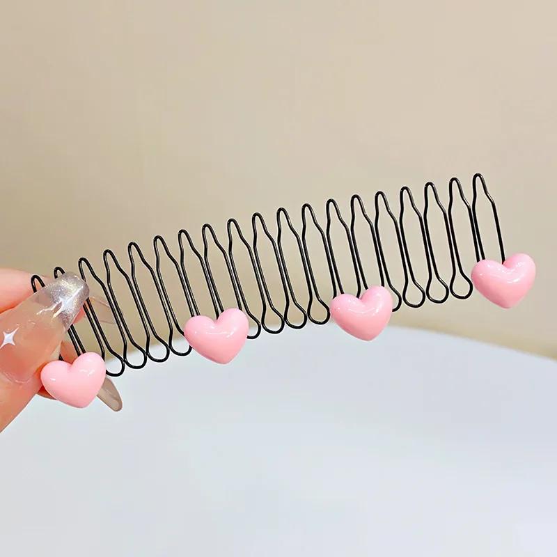 Invisible Broken Hairpin Girls Sweet Bow Heart Hair Clip Kid Tiara Tool Curve Needle Bangs Fixed Insert Comb Styling Accessories