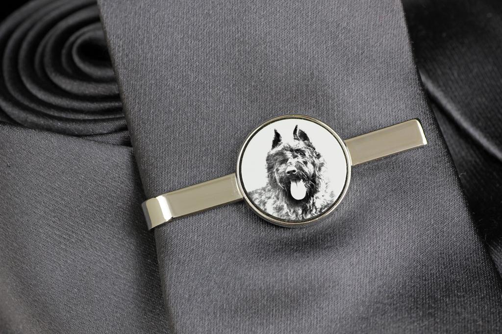 Bouvier des Flandres, Flanders Cattle Dog - tie clip with a dog, personalized tie clip, a unique gift for a man from the Art-Dog brand