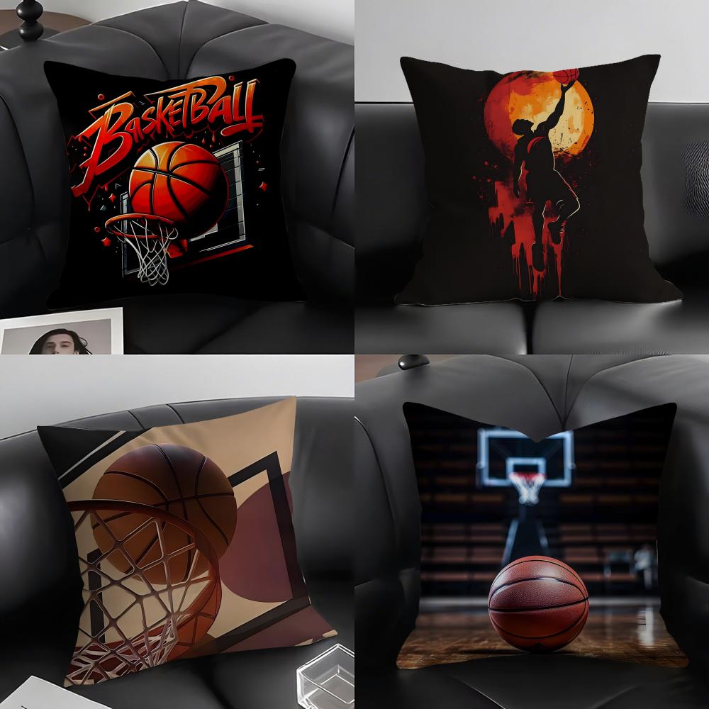 Basketball Sport Cushion Cover Pillowcase Ultra Soft Skin Friendly Fabric Cloud Like Comfort & Concealed Zipper