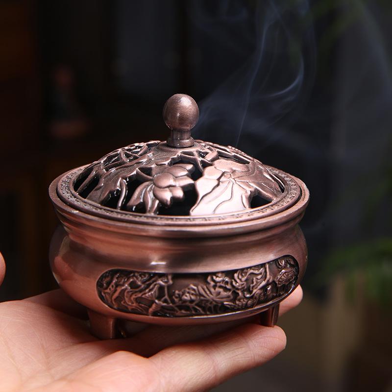 1pc Alloy Antique Three-legged Aromatherapy Stove DIY Household Indoor Pan Incense Wire Incense Burner Tea Ceremony Decoration